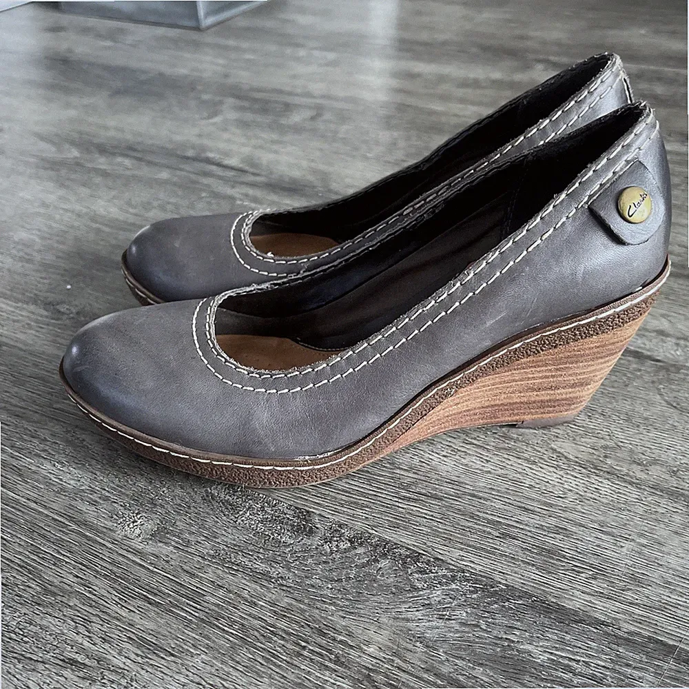 Damen Pumps Grau Keilabsatz Gr 37,5 Clarks