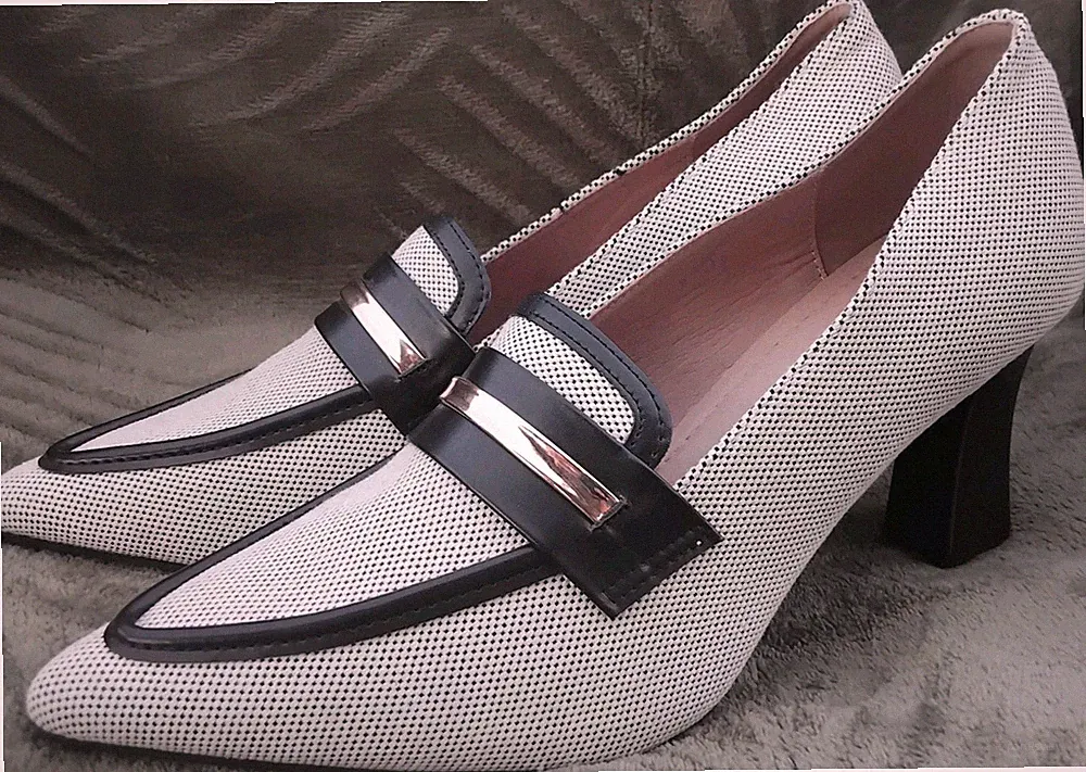 Damen Pumps, Größe 41, Beige/Schwarz, neu