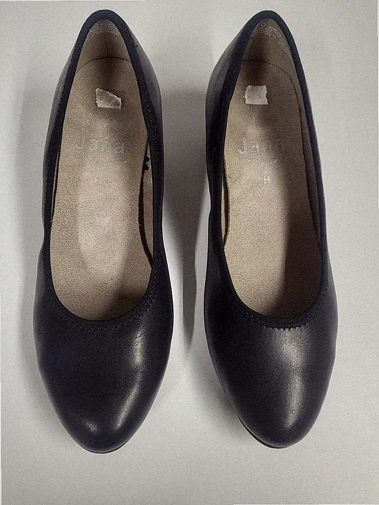 Damen Pumps Schuhe Größe 39 Farbe Dunkelblau Leder mit Absatz 4 cm