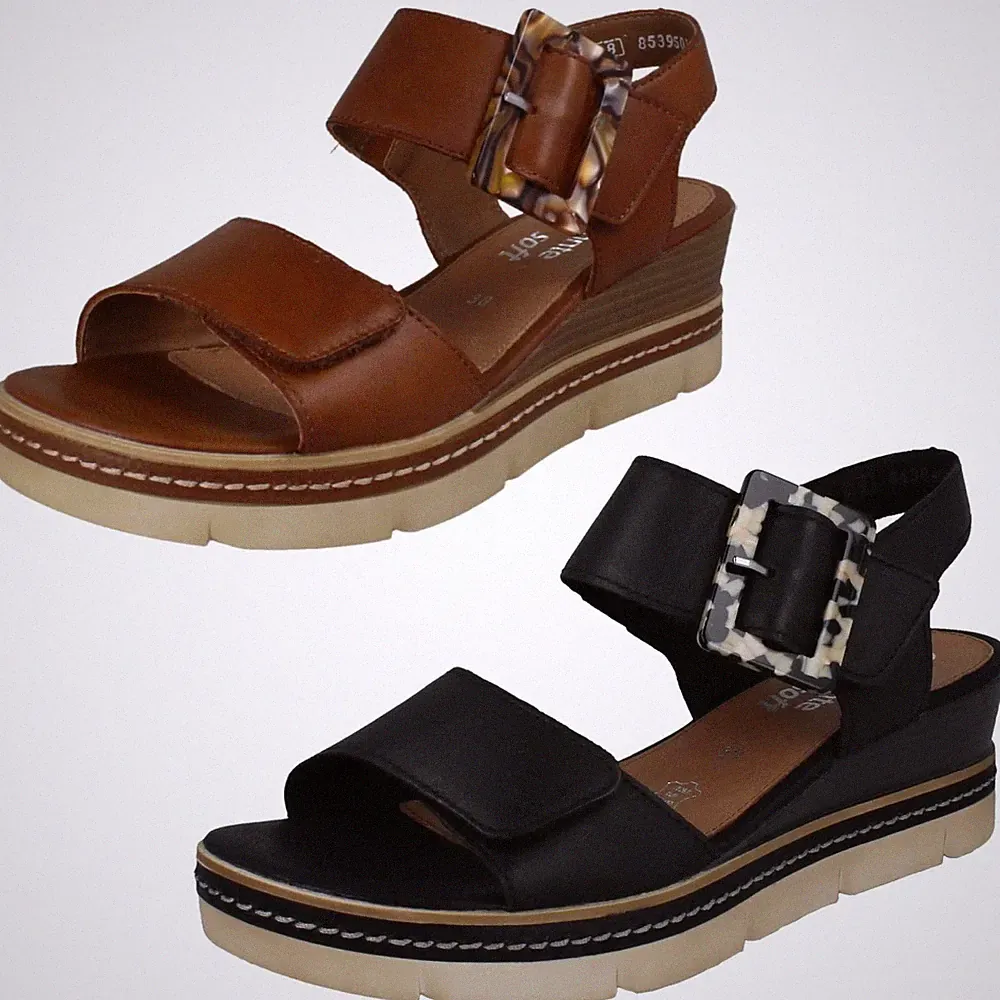 Damen Remonte D2l53 Freizeit Leder Keilabsatz Sandalen