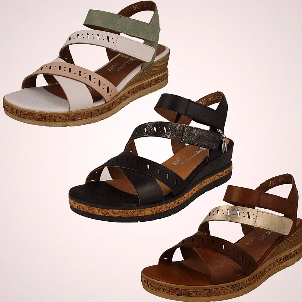 Damen Remonte D3064 Smart Freizeit Sandalen mit 5 cm Keilabsatz