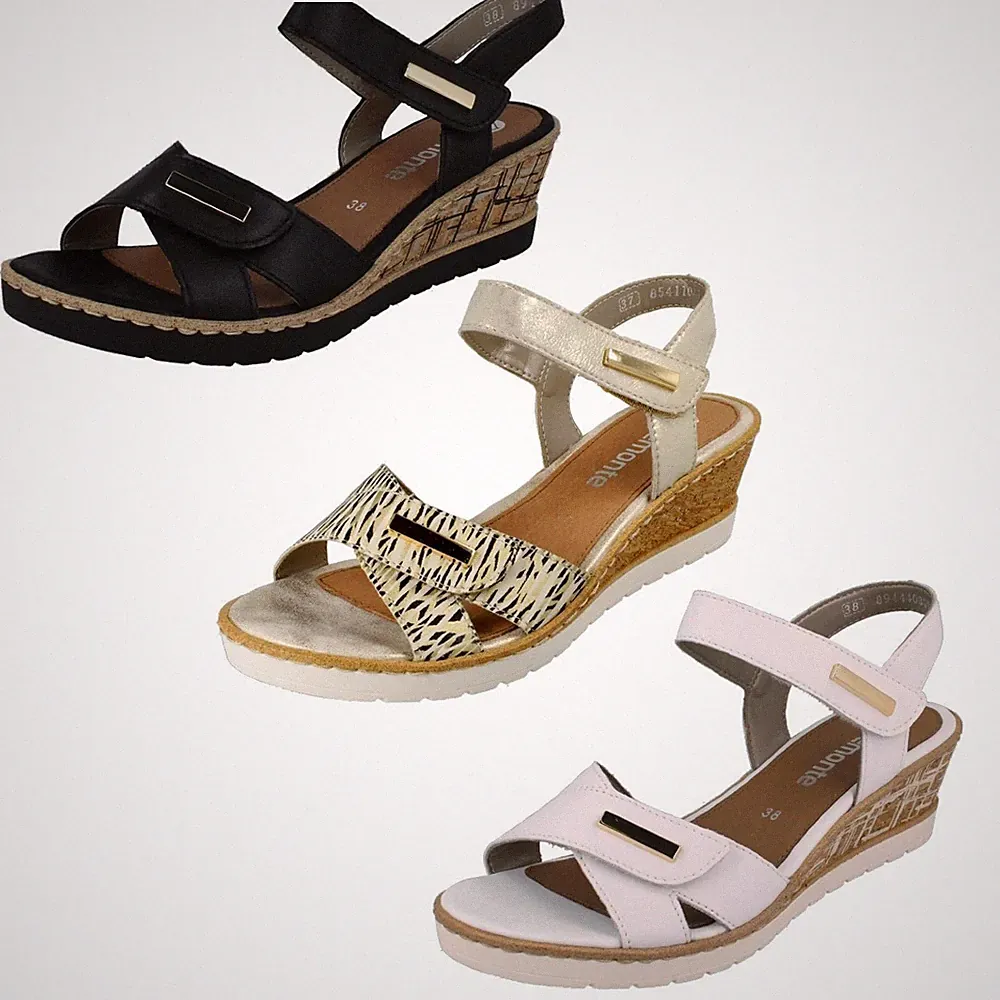 Damen Remonte Sandalen Mit Verstellbaren Riemen Und Keilabsatz R6266