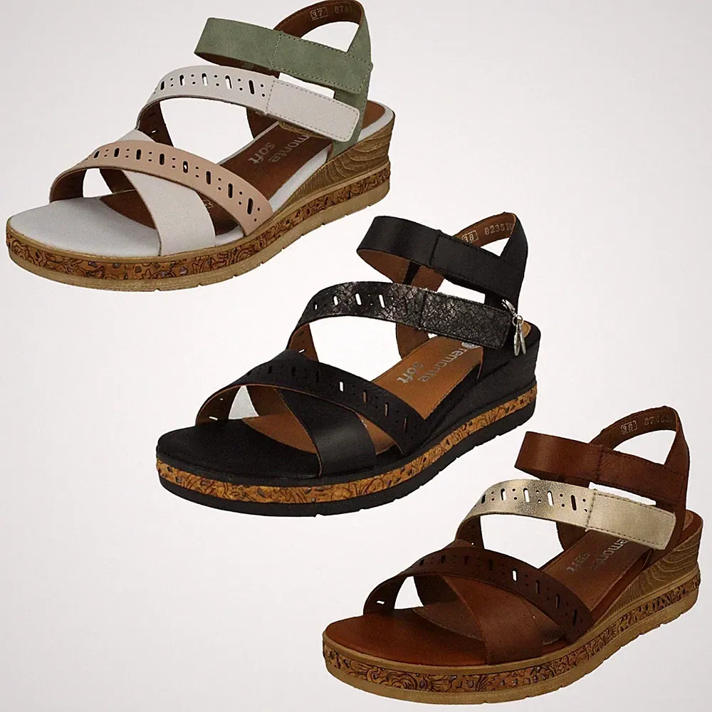 Damen Remonte Smart Freizeit Sandalen mit 5 cm Keilabsatz *D3064*