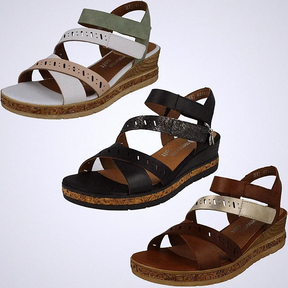 Damen Remonte Smart Freizeit Sandalen mit 5 cm Keilabsatz *D3064*