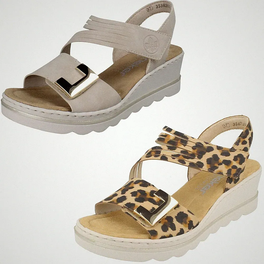 Damen Rieker 5 CM Keilabsatz Sandalen Mit Verstellbaren Riemen - 67410