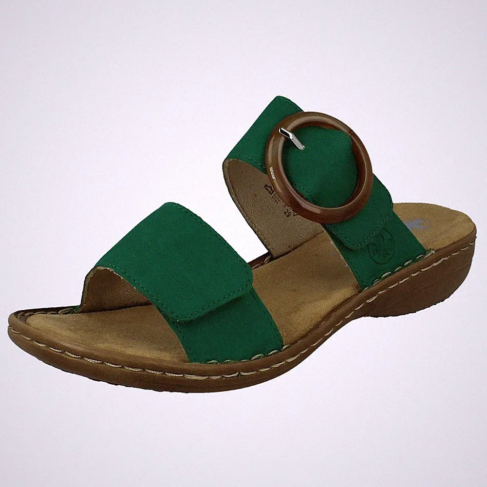 Damen Rieker '60894' Synthetische Klettverschluss Freizeit Mule Sandalen