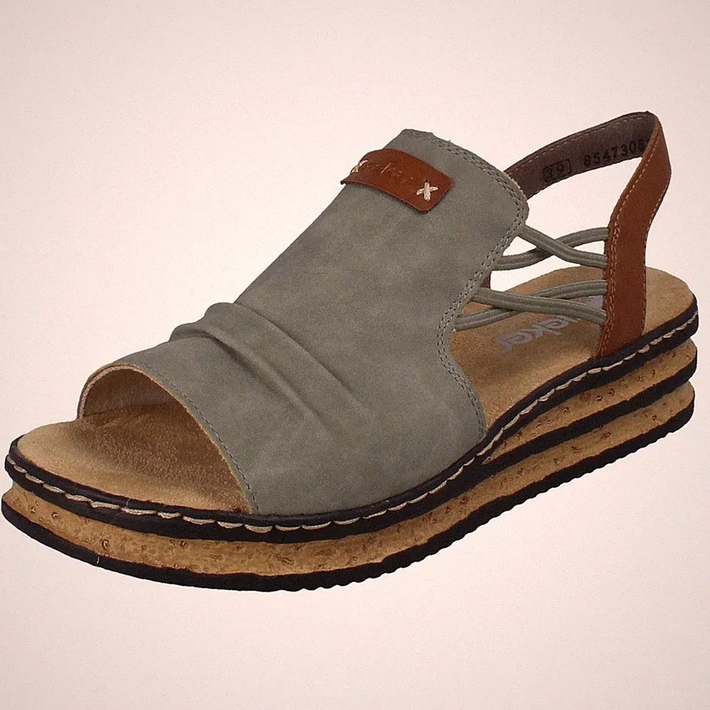 Damen Rieker '62962' Strappy Casual Sandalen Synthetik Keilabsatz