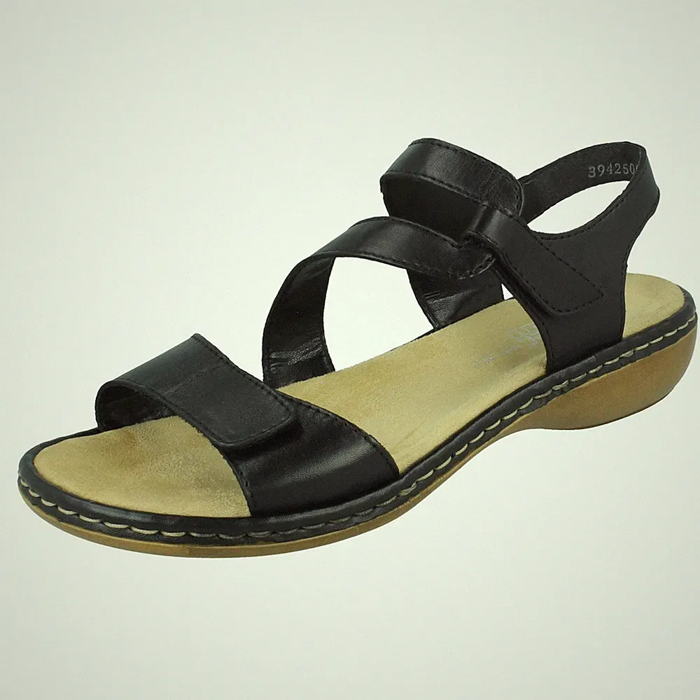 Damen Rieker '659C7' Leder Freizeit Riemchensandalen