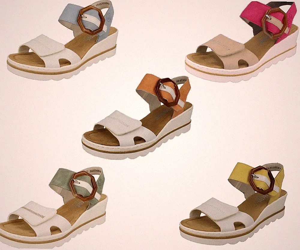 Damen Rieker 67476 Sandalen mit Schnallendetail und Absatz