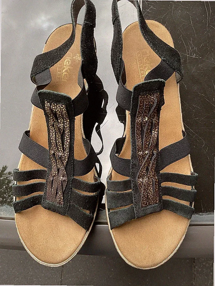 Damen RIEKER Antistress Sandalen, schwarz, Größe 42, wie neu, TOP!!!
