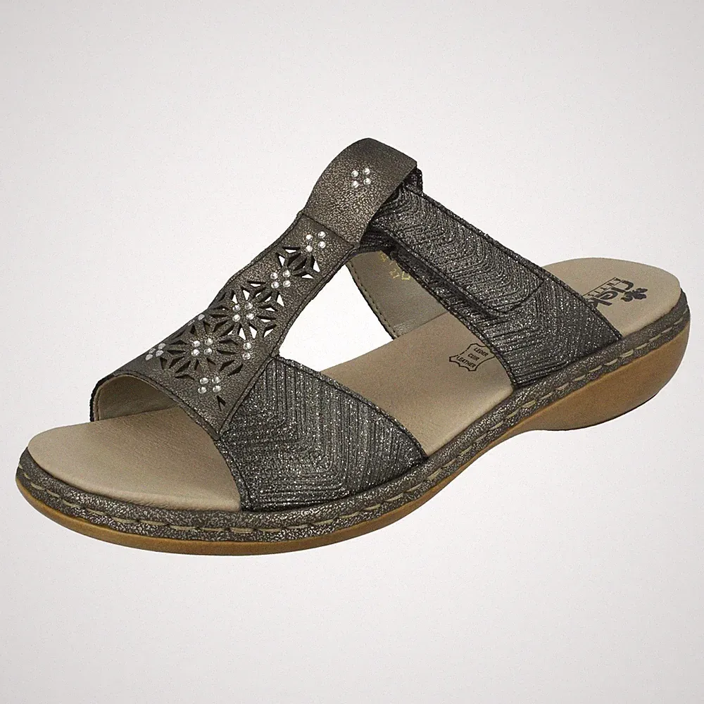 Damen Rieker Diamante Cut Out Sandale T-Riemen *65950*