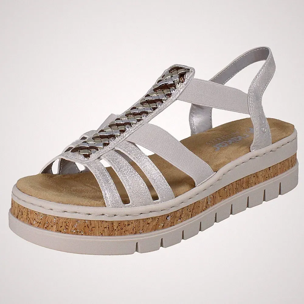 Damen Rieker Elastische Keilsandalen Mit Stichdetails "V4918"