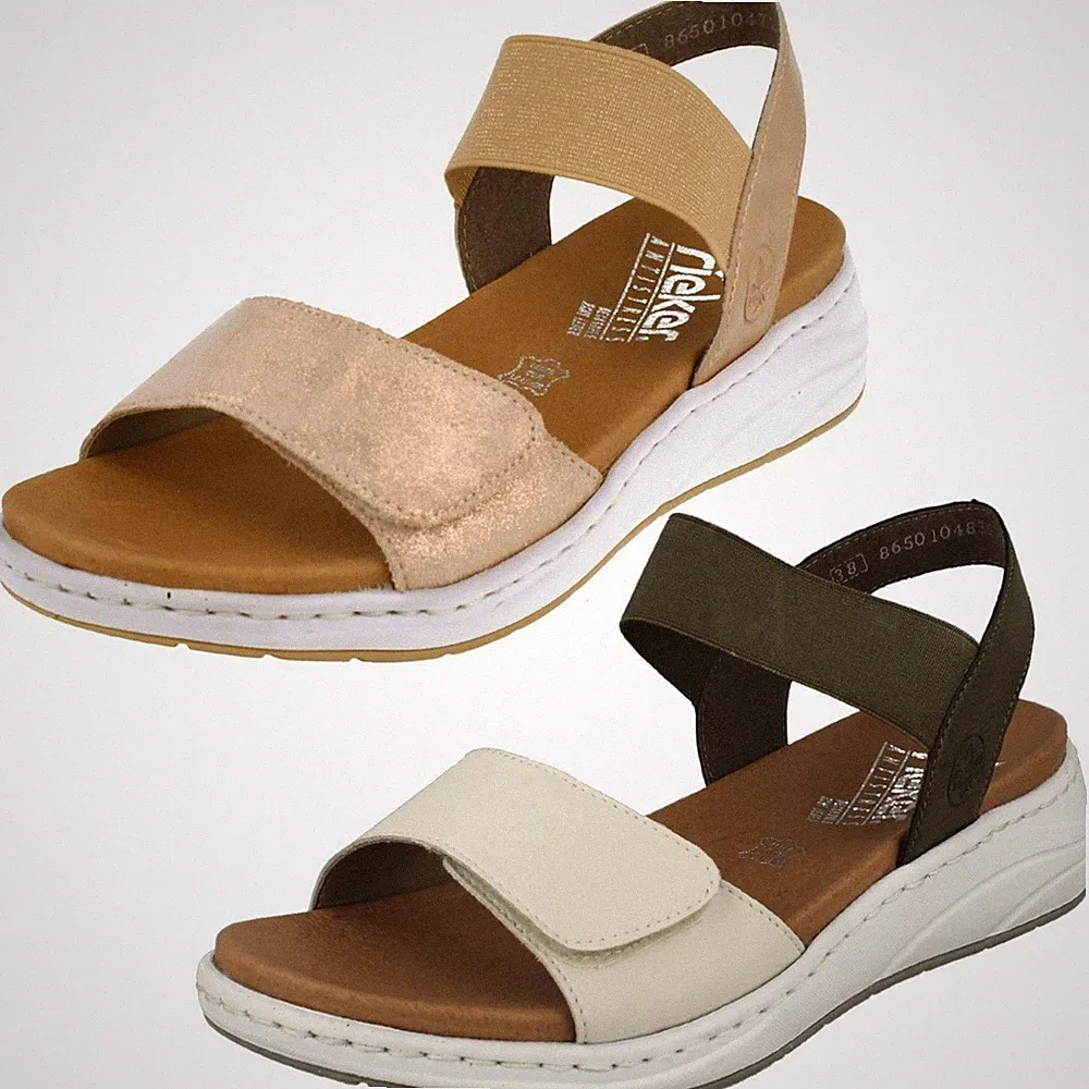 Damen Rieker Keilabsatz Sandalen Mit Riemchen *64300*