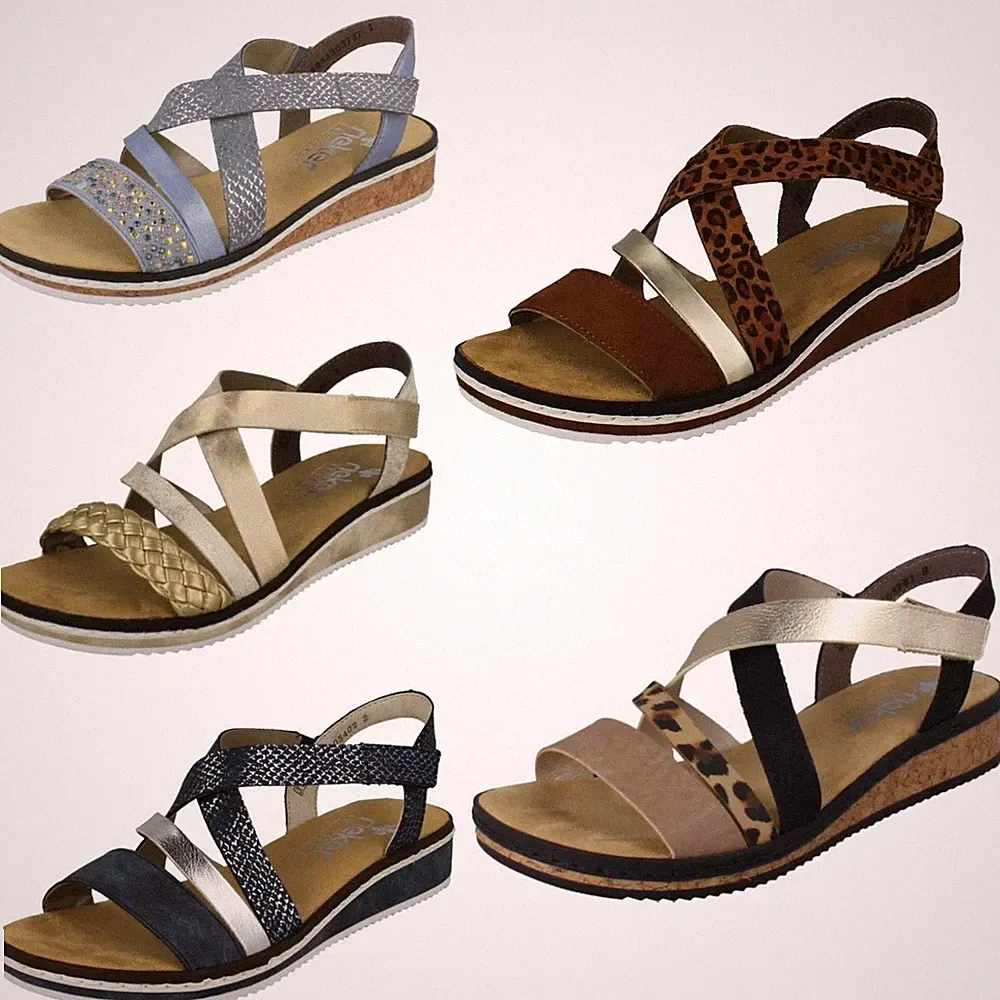 Damen Rieker Keilabsatz Sandalen V3663