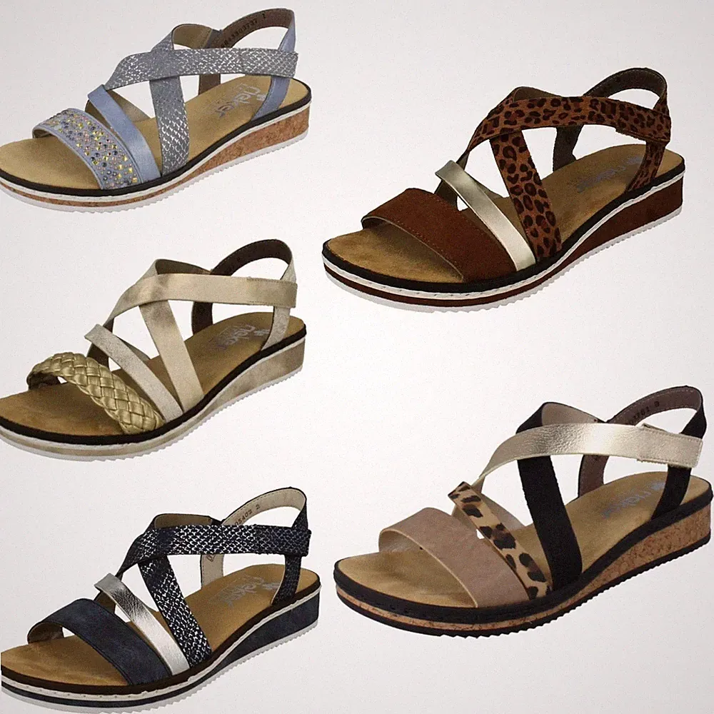 Damen Rieker Modisch Keilabsatz Sandalen V3663