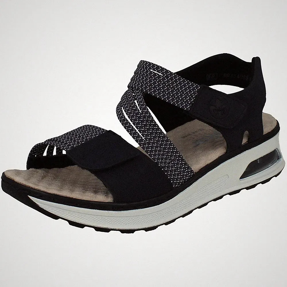 Damen Rieker Plateau Sportliche Sommer Gummizug Sandalen 65671