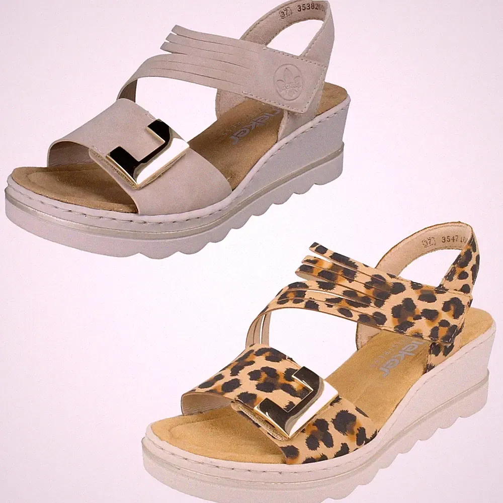 Damen Rieker Sandalen 5 cm Keilabsatz mit verstellbaren Riemchen 67410