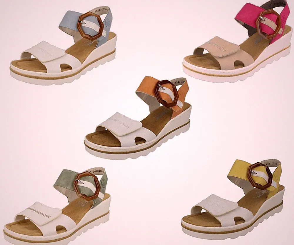 Damen Rieker Sandalen mit Schnallendetail und Absatz '67476'