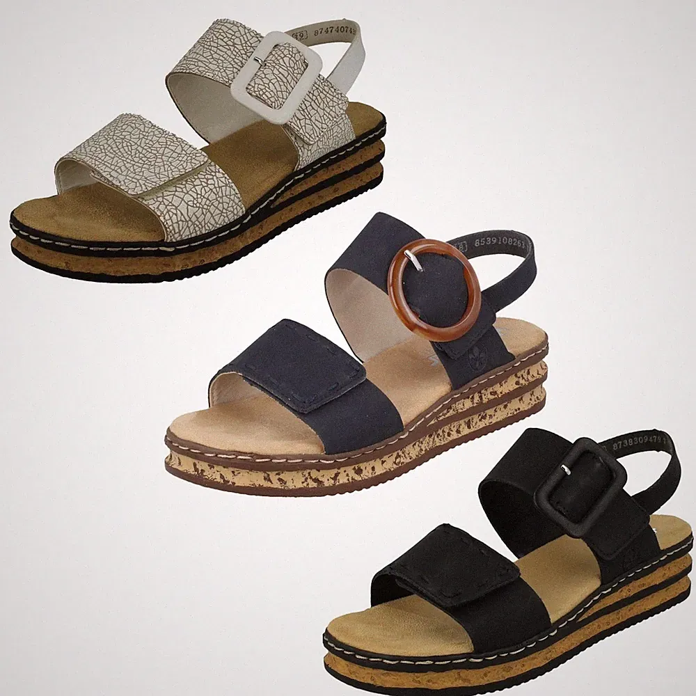 Damen Rieker Sandalen Schnallendetail verstellbar Keilabsatz *62950*