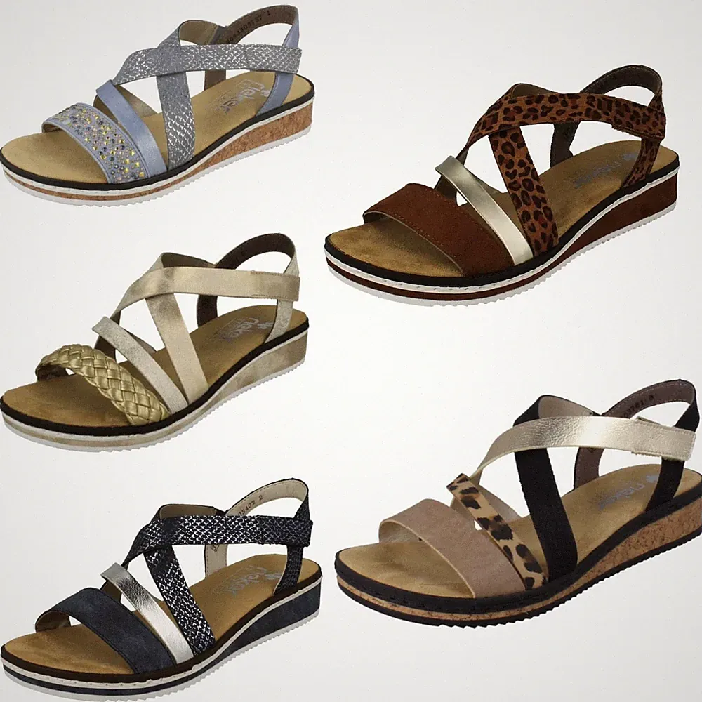 Damen Rieker Sandalen V3663 Keilabsatz