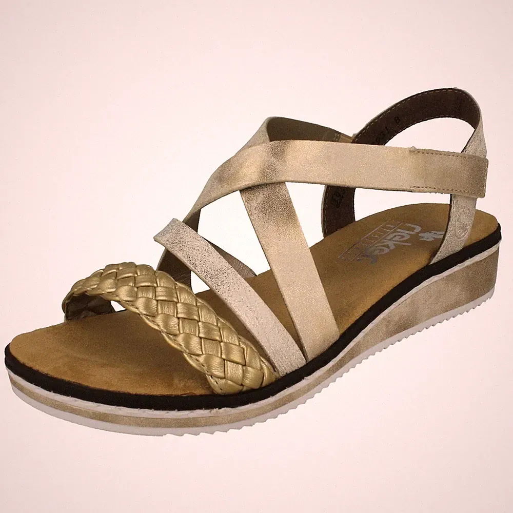 Damen Rieker Sandalen V3663 Keilabsatz