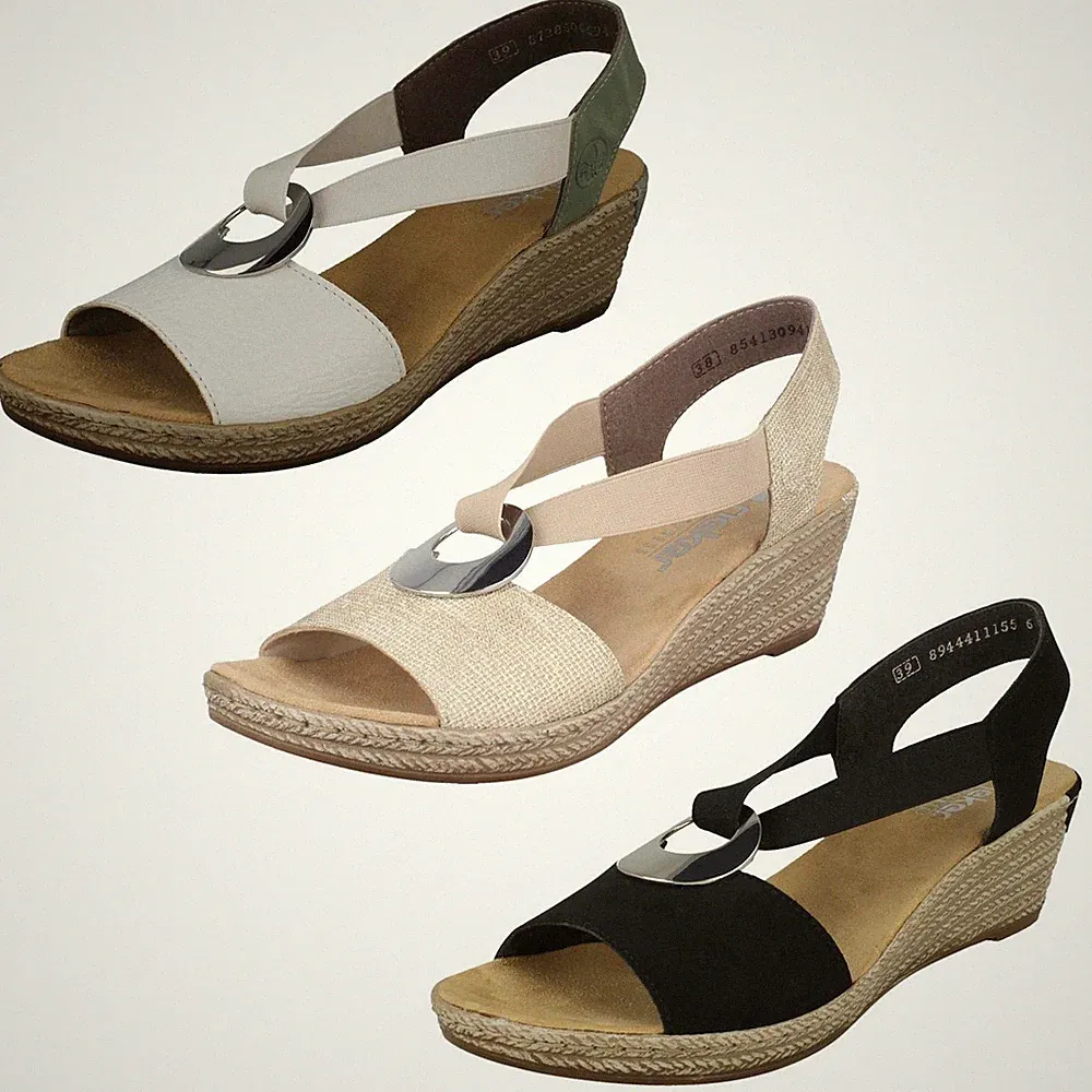 Damen Rieker Sandaletten '624H6' Synthetik Keilabsatz