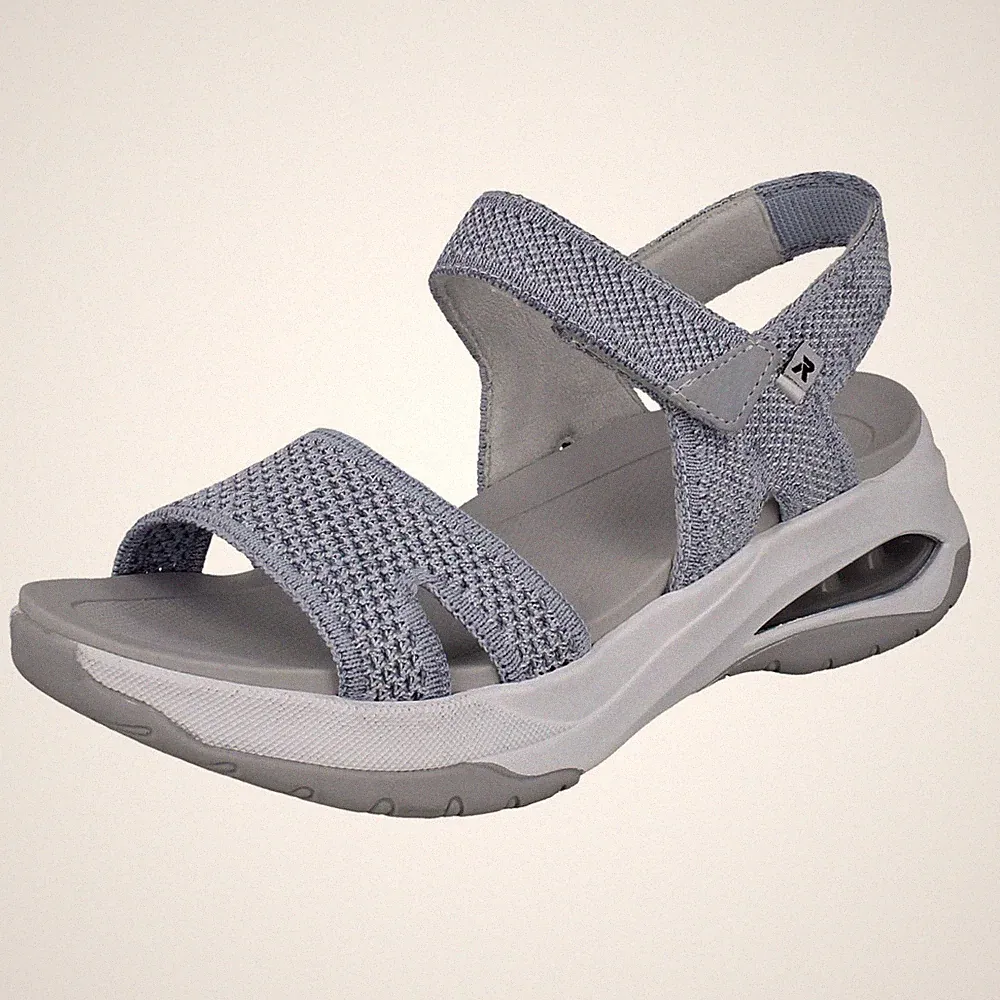 Damen Rieker Sport Sandalen Textil Strappy Keilabsatz Blau W3152