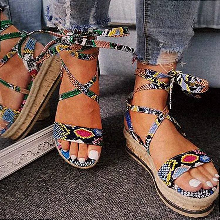 Damen Riemchen Gladiator Sandaletten Sandalen Plateau Espadrilles Schuhe Sommer