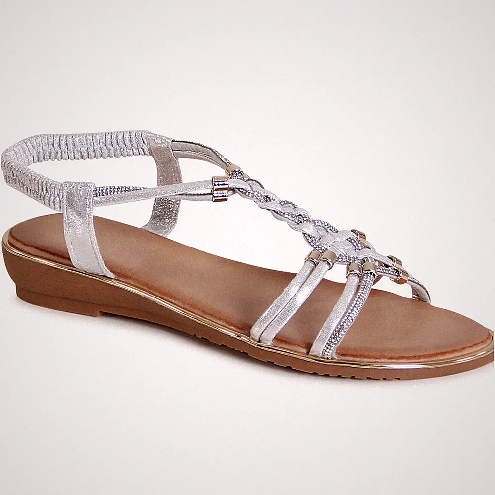 Damenschuhe Riemchen Sandalen Glitzer Komfort Sandaletten Keilabsatz
