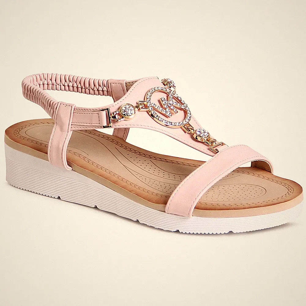 Damen Riemchen Sandalen Komfort Plateau Keilabsatz Sandaletten Glitzer