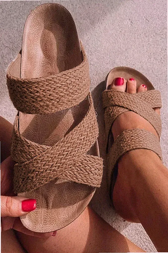 Hanf-Keilabsatz-Sandalen