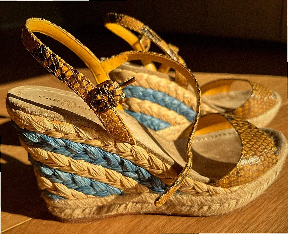 Damen Sandale 37 Schuhe Car Shoe Absatz Sommer Plateau Keilabsatz Bequem Python Mode