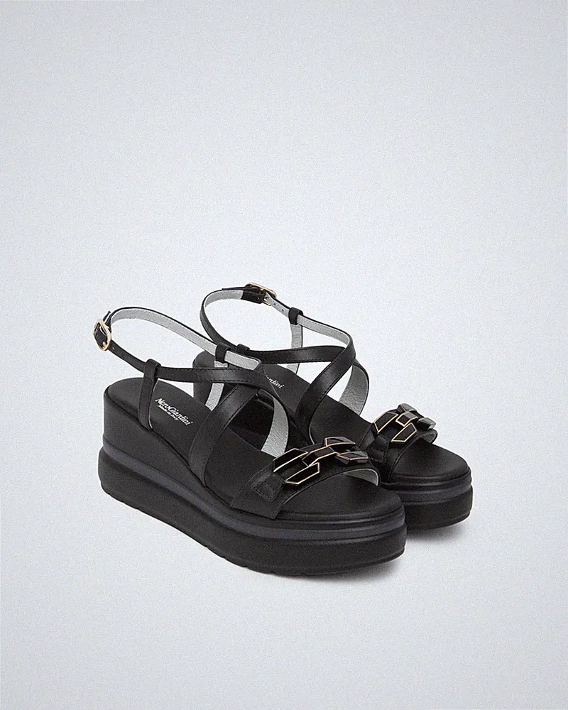 DAMEN SANDALE KEILABSATZ NEROGIARDINI E615953D NEUE KOLLEKTION