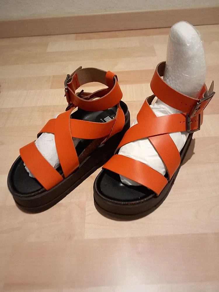 damen sandalen 38 marke NEXT farbe orange leder