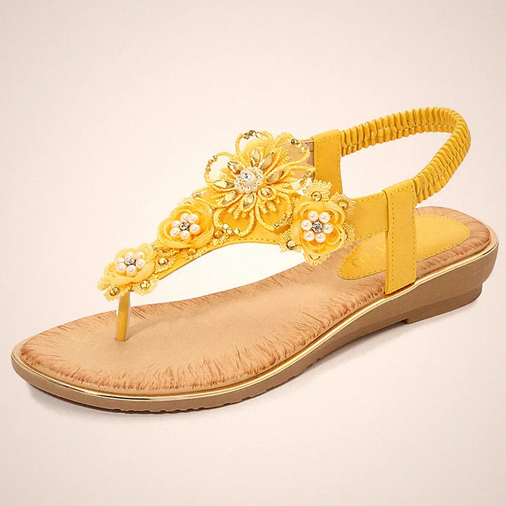 Damen Sandalen Absatz Blumen Sandaletten Glitzer Riemchen Schuhe Sommerschuhe