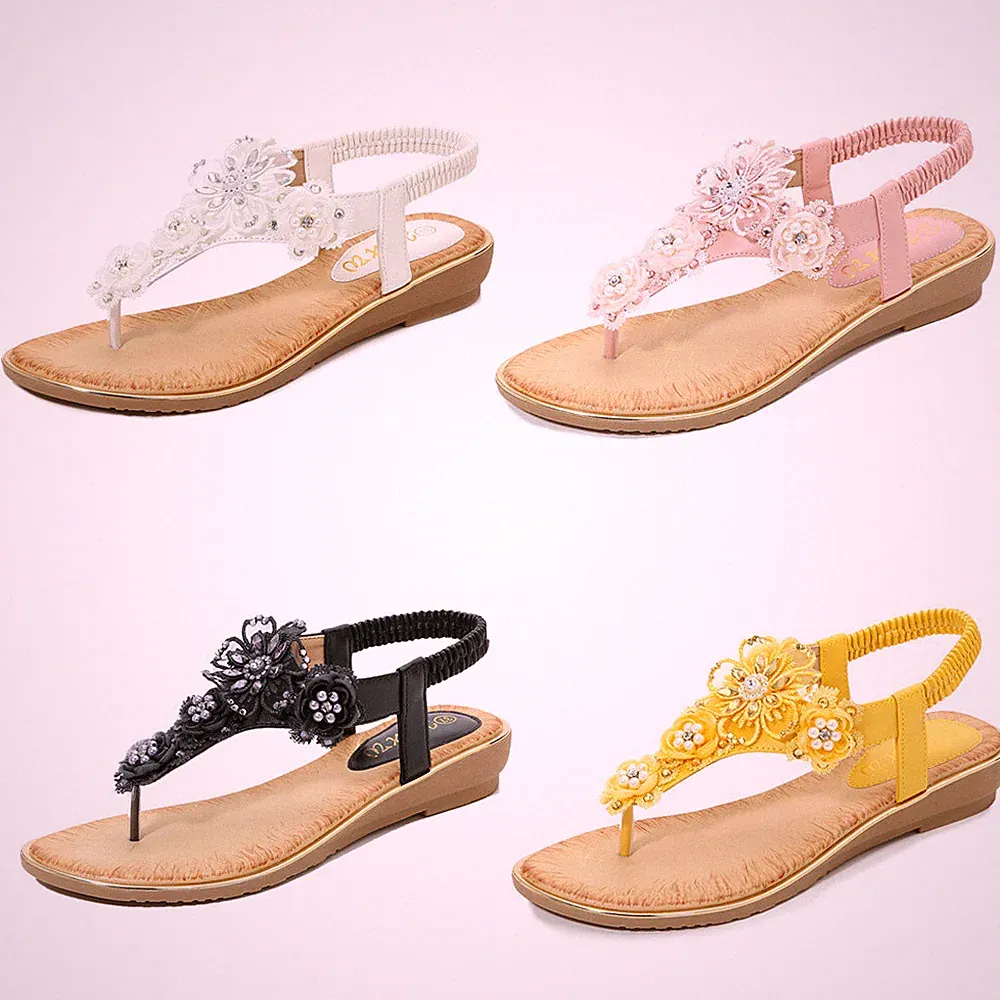 Damen Sandalen Absatz Blumen Sandaletten Glitzer Riemchen Schuhe Sommerschuhe