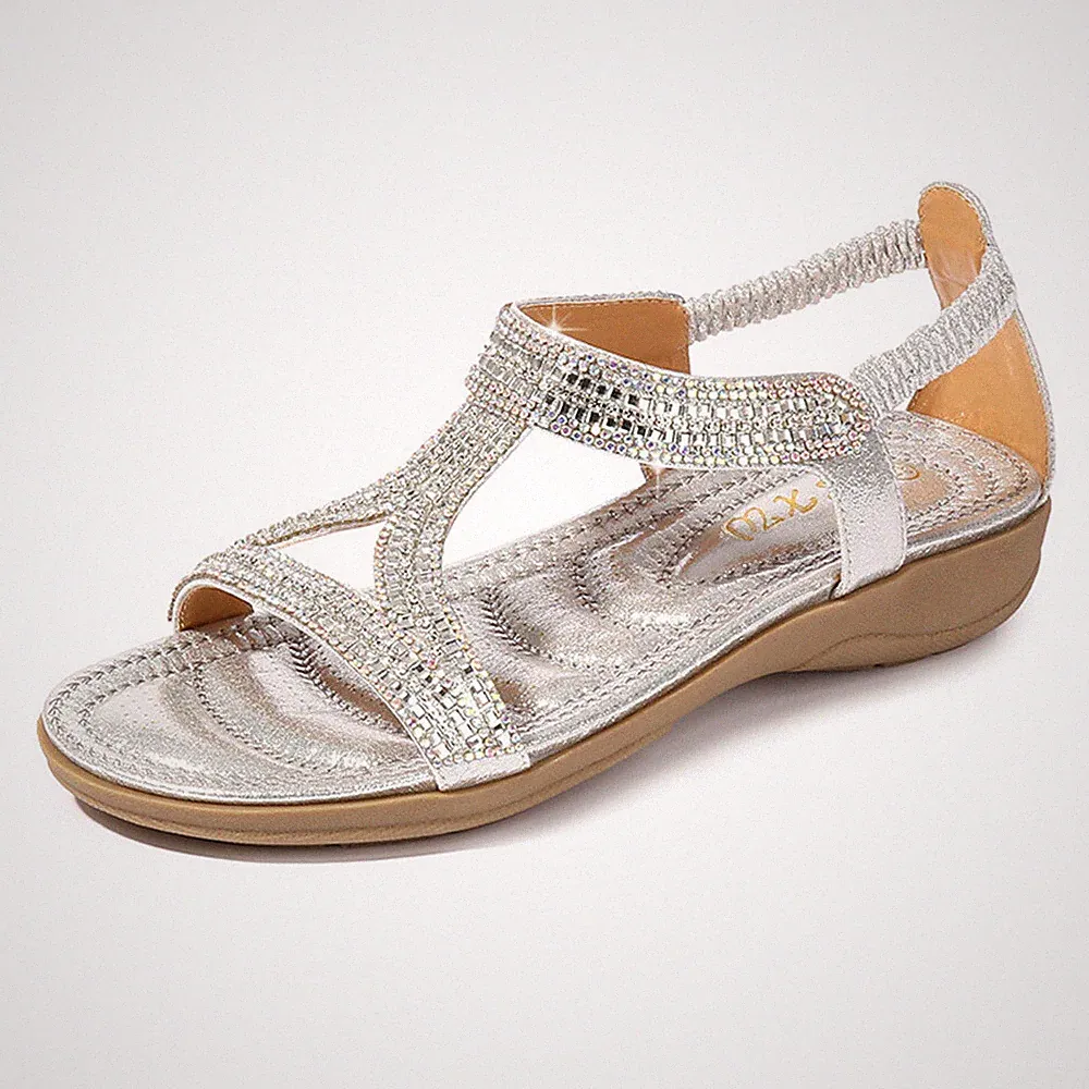 Damen Sandalen Absatz Sandaletten Glitzer Riemchen Schuhe Damenschuhe Freizeit