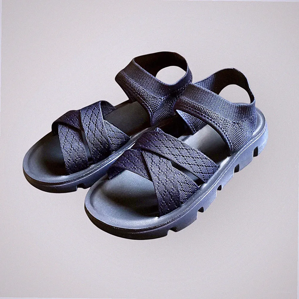 Damen Sandalen Blau 38 Stoff Stretch Bequem Bequem Keilabsatz Sommer Meer EVA