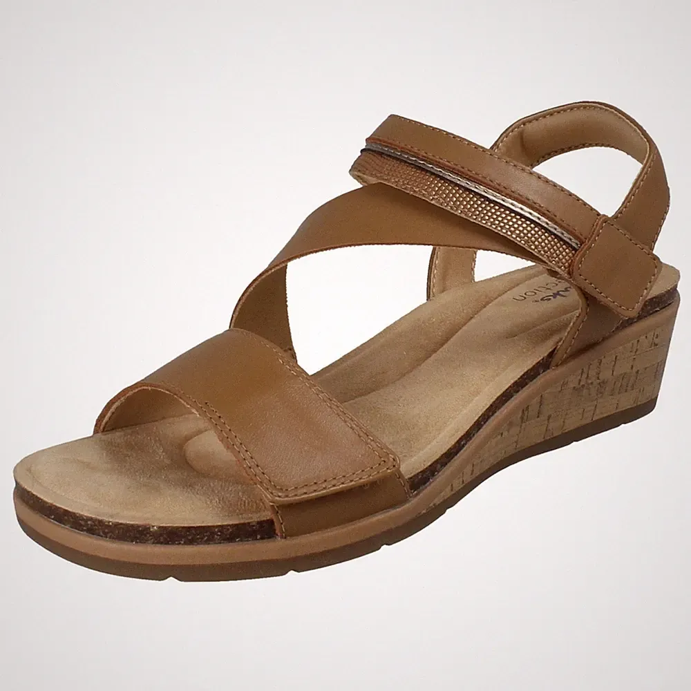 Damen-Sandalen Clarks "Kacha Wave" Freizeit Leder Keilabsatz ─ Passform D