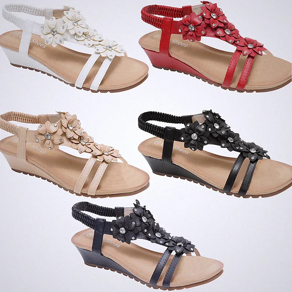 DAMEN SANDALEN DAMEN RIEMCHEN GLADIATOR HALBHOHER KEILABSATZ ABEND SOMMER STRAND SCHUHE