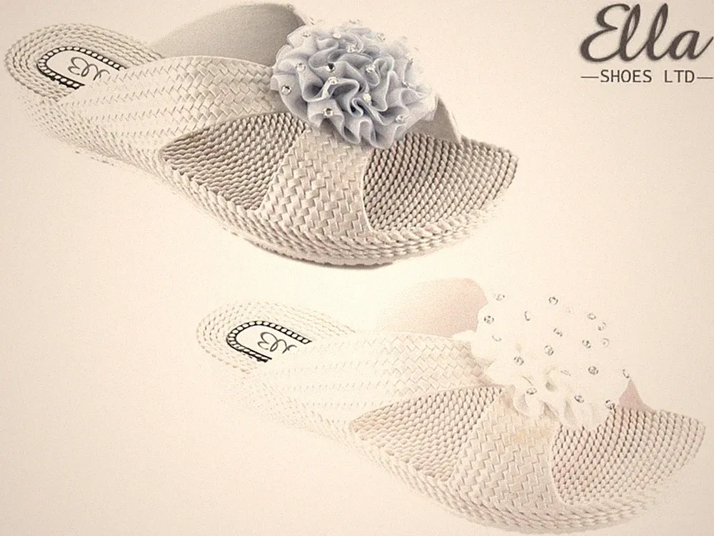 Damen-Sandalen Ella Komfort-Slipper Blume Diamanten niedriger Keilabsatz Strand-Flip-Flops