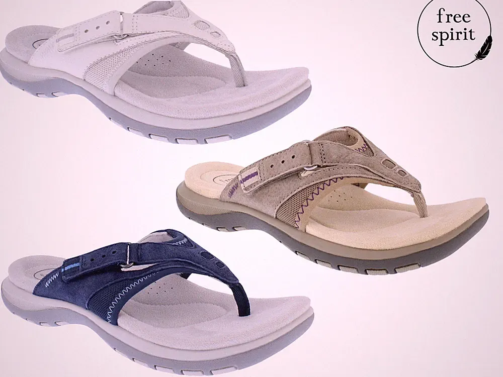 Damen Sandalen Free Spirit Earth Komfort Sommer Echtleder Zehensteg Schuhe