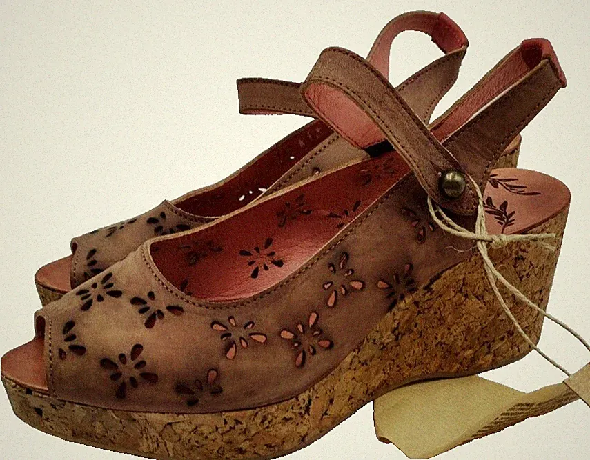 Damen Sandalen Goldmud Keil Leder Rosarito 6602 Marron Größe 40 Hoher Absatz