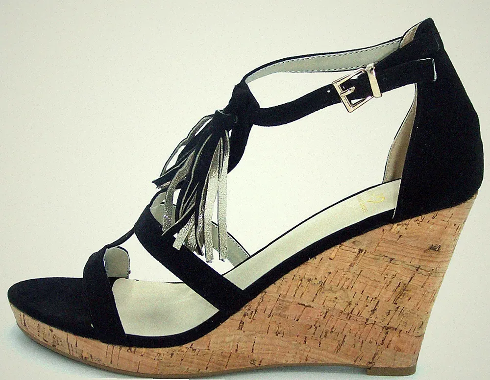 DAMEN-SANDALEN GRÖSSE 9 42 SCHWARZ T-STEG HOHER KEILABSATZ TRANSVESTIT CD NEU