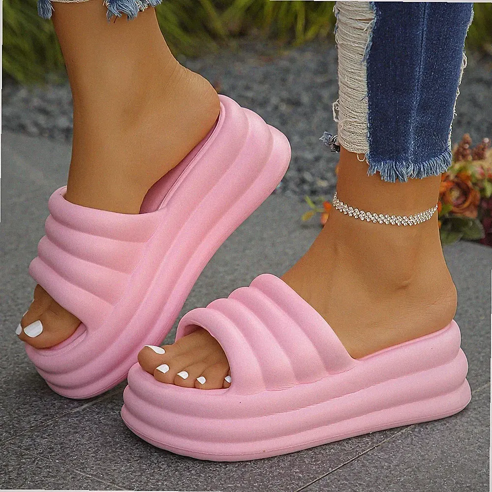 Damen Sandalen Hausschuhe Schuhe Flip Flops Keilabsatz Plateau Pantoletten Pumps