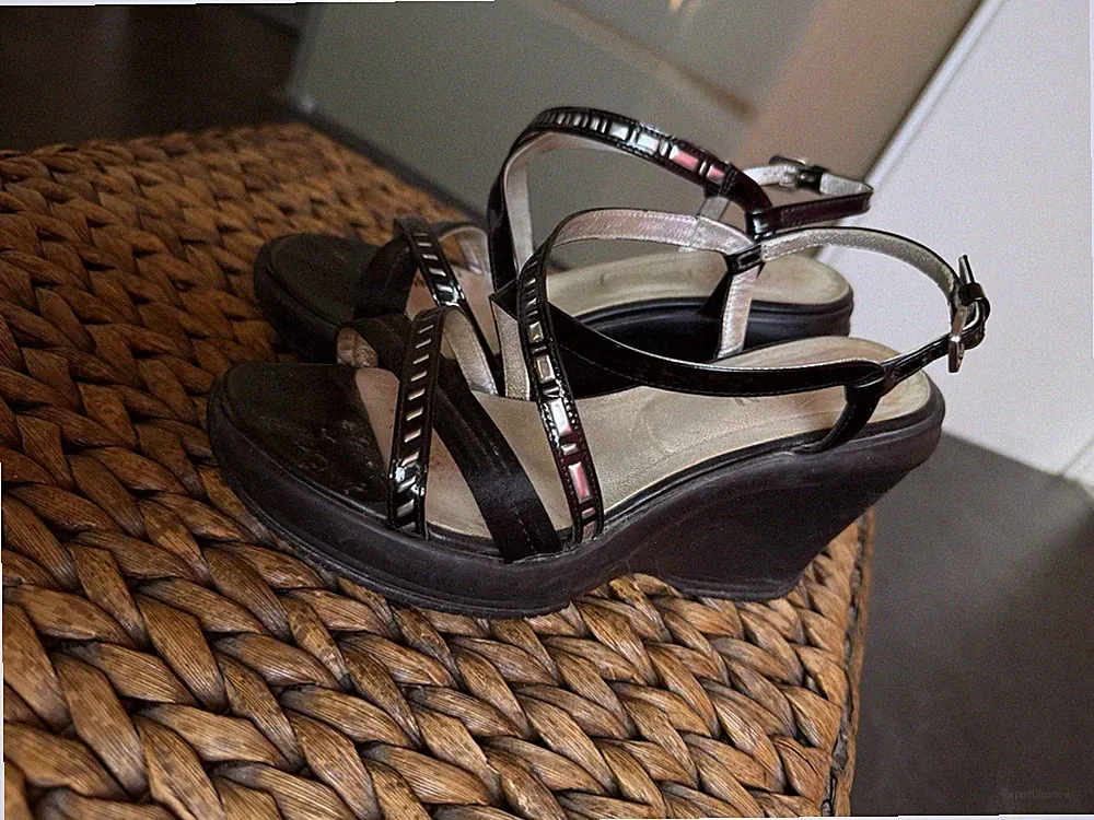 Damen Sandalen HOGAN schwarz Lackleder Riemchen Keilabsatz Gr. 37 Italy