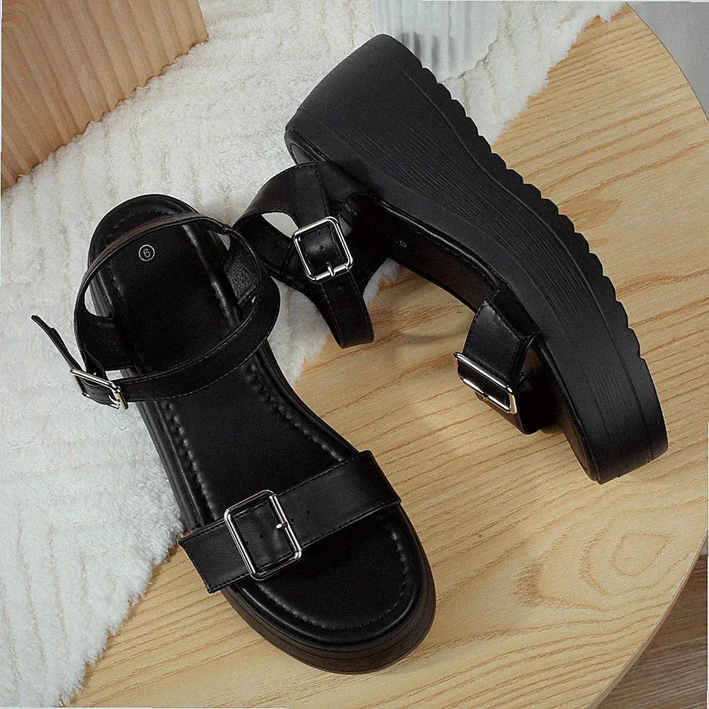 Damen Sandalen Keilabsatz Gladiator Sandalen klobige Sohle Riemchen Sommersandalen