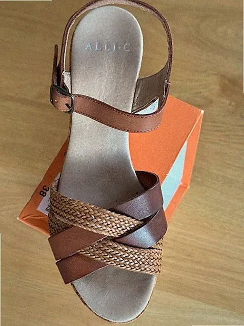 Damen Sandalen Keilabsatz Gr. 39 echtes Leder