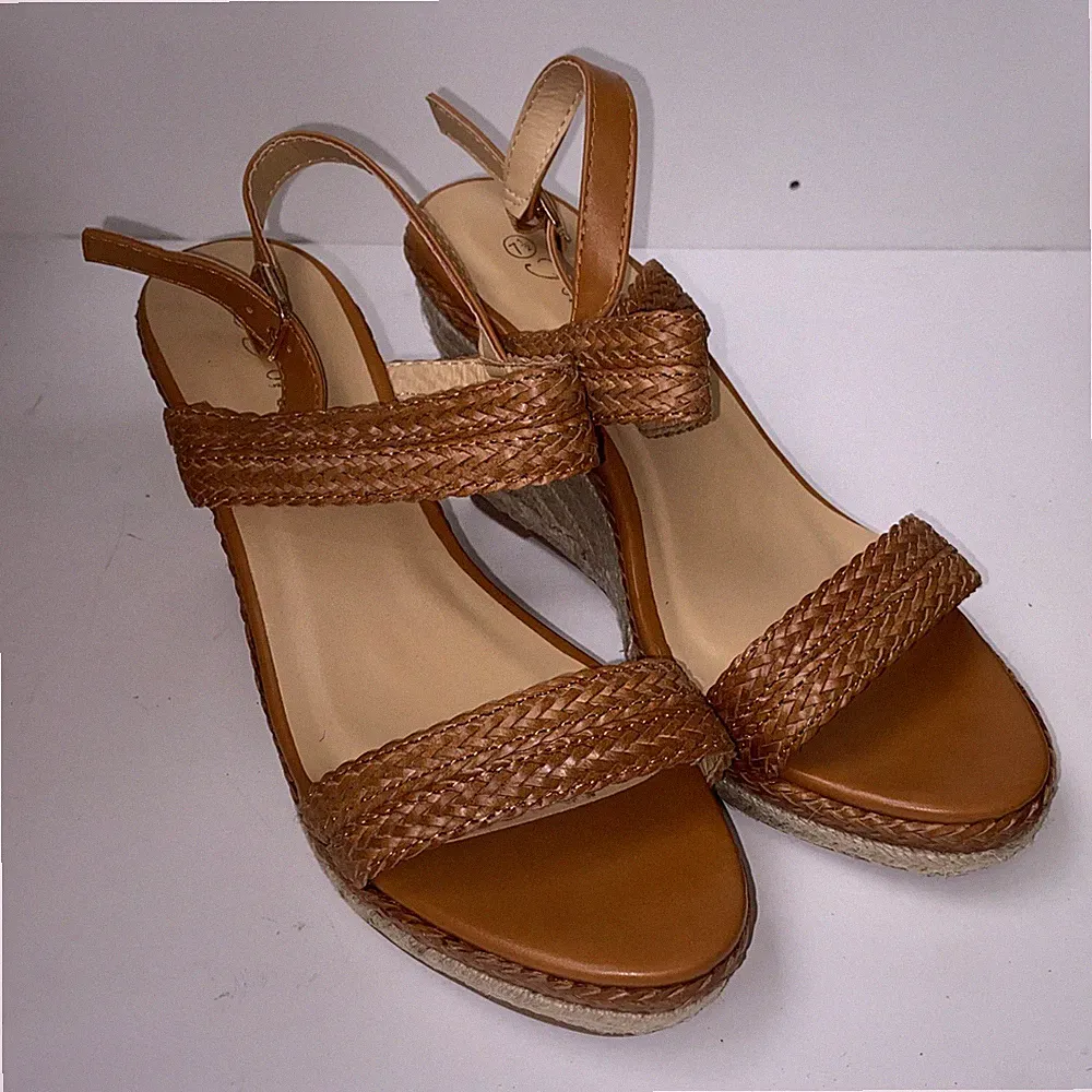 Damen-Sandalen Keilabsatz Knöchelriemen Schnalle Sommer Plateau Party UK-Größe 5,5