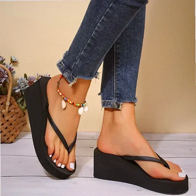 Damen-Sandalen Keilabsatz Memory Foam Flip-Flops Freizeit Strand Pantoletten Sommer Hausschuhe